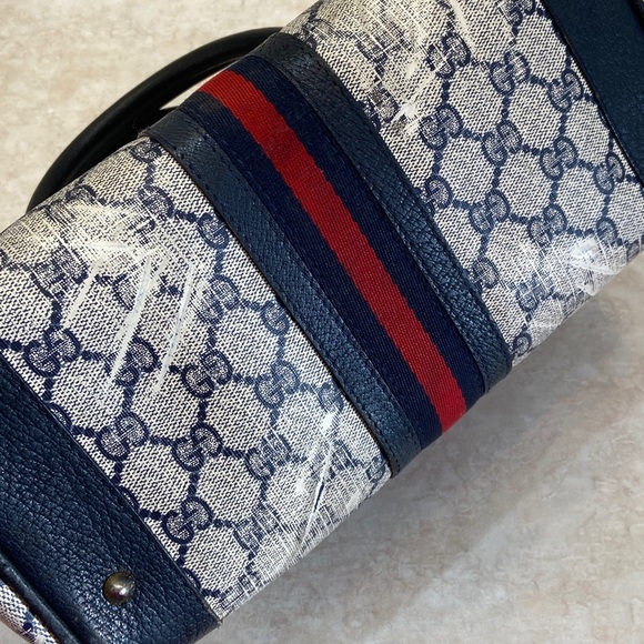 Vintage GUCCI Authentic Italy PURSE Navy Blue GG Monogram Boston Dr. Bag Speedy - Picture 5 of 13